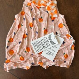 Free Birdees Romper Orange and Peach Tangerines and Butterflies Romper